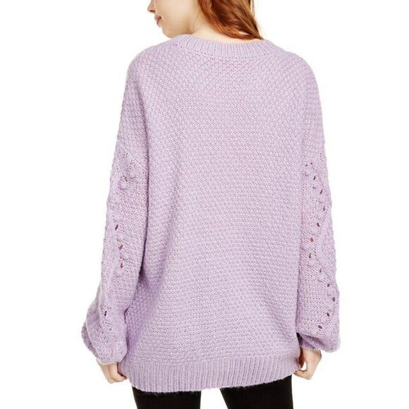 Ultra Flirt Sweater Top XS Purple Chunky-Knit Crew‎ - Picture 8 of 8